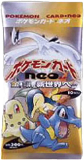 First Neo pack with a pale winged Pokémon above the central logo and three smaller Pokémon across the bottom.
